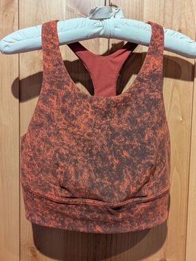 Lululemon Wunder Train Longline Bra Medium Support C/D Cup Autumn Red Sz 14